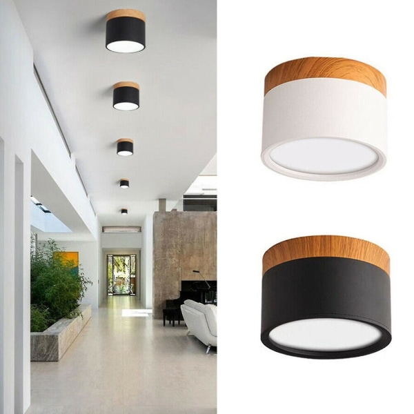 LED Taklampe Varmt Hvit Nedlys For Stue Gang Svart 1stk