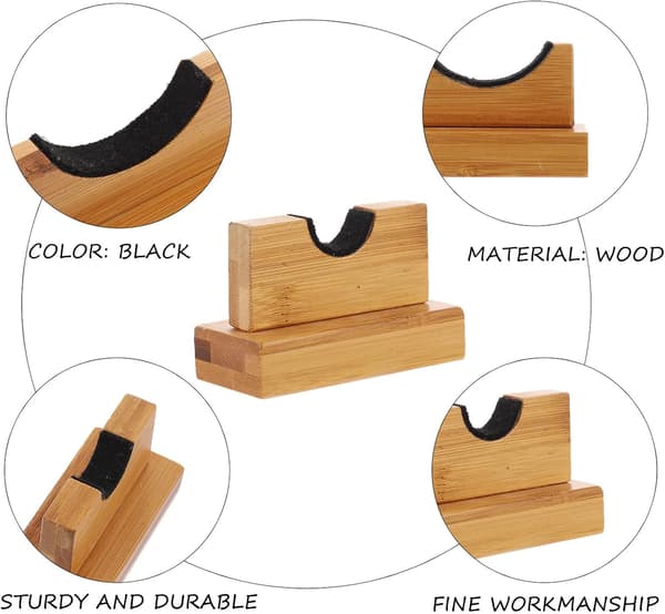 Træ baseballbatophæng Par Horisontal Displayholder Solid Bambus Bat Støttebase Bordholder