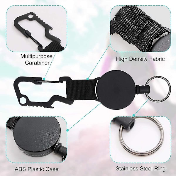 Tilbagetrækkelige nøgleringe, 3 pakning Heavy Duty Tilbagetrækkelige Badge Reels med Multifunktionelt Metal