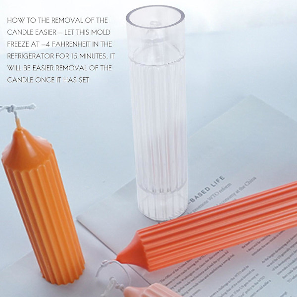 Søjlelysform Cylinder Rib Plastlysforme 6 Tommer Til Lysfremstilling DIY Håndlavede Lys