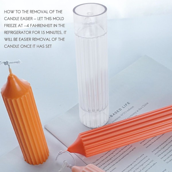 Søyle stearinlysform sylinderribbe plast stearinlysformer 6 tommer for å lage stearinlys Gjør-selv-håndlagde stearinlys