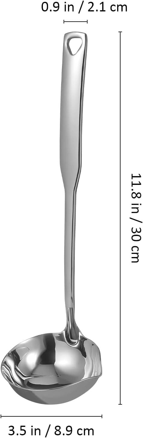 Suppeøse Sausøse Rustfritt Stål Polert Finish Hengehull Elegant Design Sølvfarge