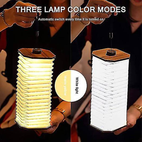 Træboglys LED 360 Graders Foldbar Organlampe Genopladelig Skrivebordslampe