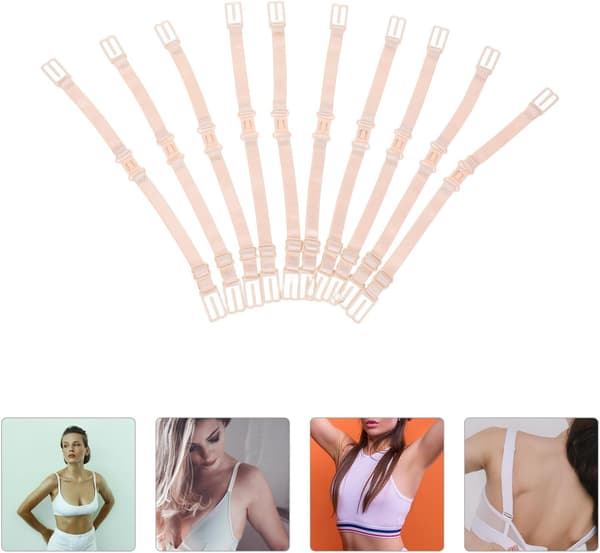 10 stk. Nude Anti-skli BH-stroppholdere med innstikkspenne Elastiske utskiftbare BH-stroppklemmer