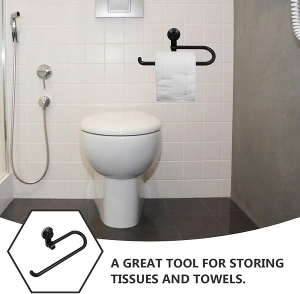 Vægmonteret toiletpapirholder badeværelse væghylde sort ABS ingen boring multifunktionel moderne tissueboks