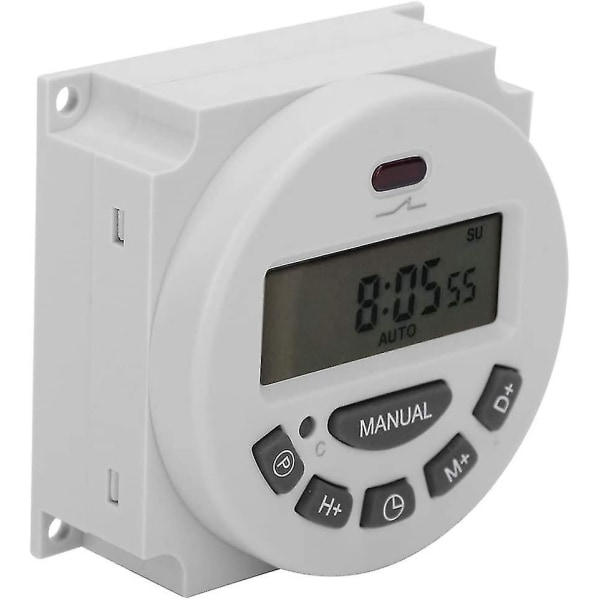 Digital Programmerbar Tidskontrollbryter Mikrodatamaskin Elektronisk Timer (hvit) (1 stk)