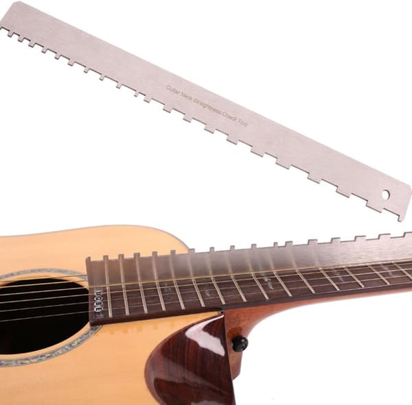 Hakkeret lige luthier-værktøj i rustfrit stål til guitarhalsopsætning, nem at bruge, holdbar, sølv