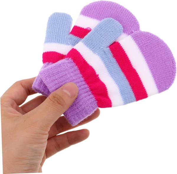 6 par varma stickade handskar för pojkar och flickor för vinter, stretchiga elastiska vantar