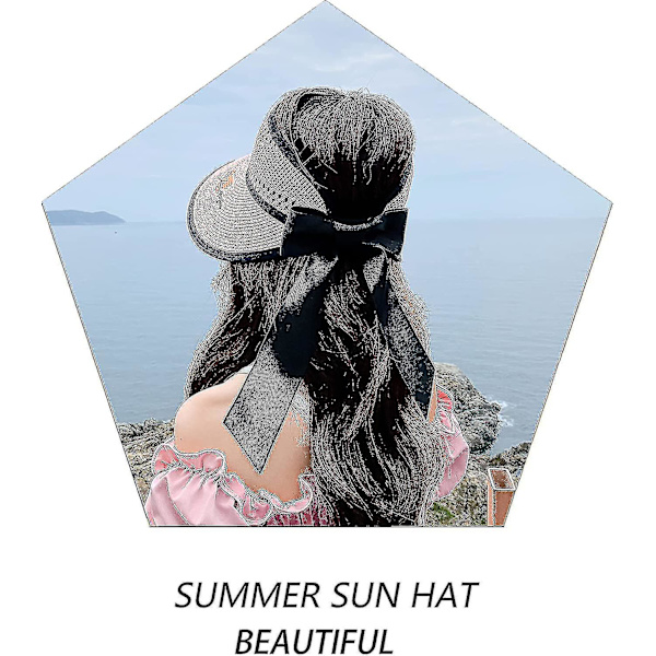 Sommarhatt för kvinnor med bred brätte, floppy resehatt, strandhatt i halm, UV-skydd