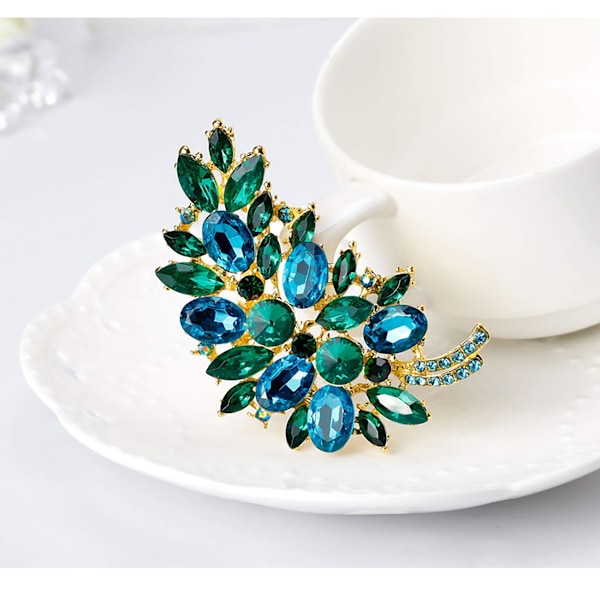 Mote Rhinestone Fjær Brosjer Pins for Kvinner Damer Frakk Jakke Kjole Sjal Halsduk Hatt Brosje