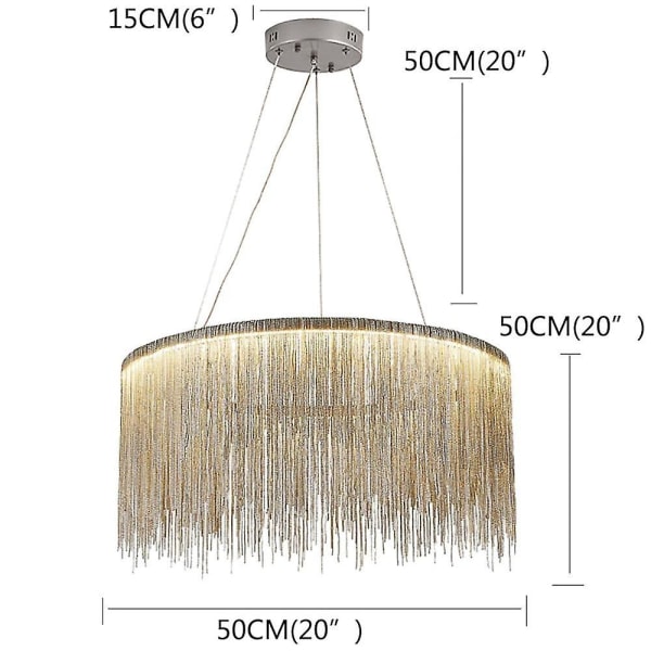 1-ljus 50 cm LED-hängande ljus Guld Lyx metalltrumma