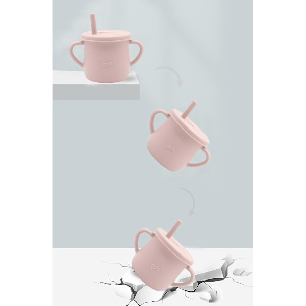 2 stk Sippy Cup Straw Silikon Dobbelt Håndtak Kompatibel Med Baby Med Straw Lopp