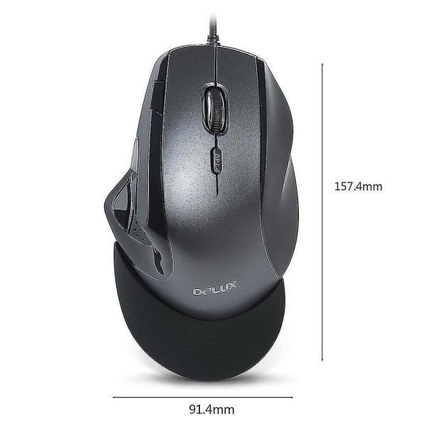 Delux M910 Wired Mouse 5 DPI Speed Anti-udskridningsdesign