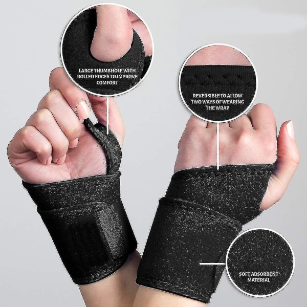 Justerbart Atletiskt Handledsband För Män Kvinnor (1 Styck, Svart)