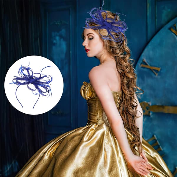 Fascinator Hårtilbehør Pandebånd med Blomstret Netdesign til Teselskab og Bryllupsbegivenheder Kvinder Blå