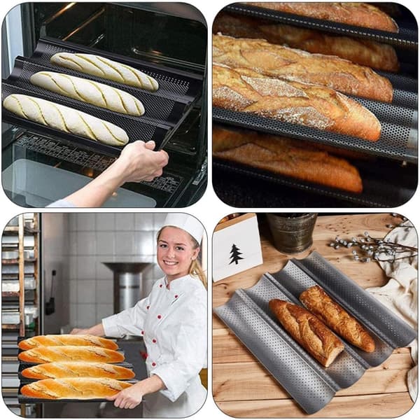 Fyrfacksform för franskbröd, non-stick, vågformad bakform i kolstål