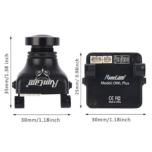 Runcam Owl Plus 700TVL 0,0001 Lux FPV-kamera Svart