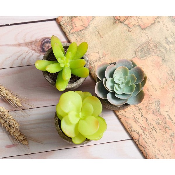 Sæt med 3 mini kunstige sukkulenter dekoration Kunstig potteplante Grønne kunstige  planter 5441 | Fyndiq