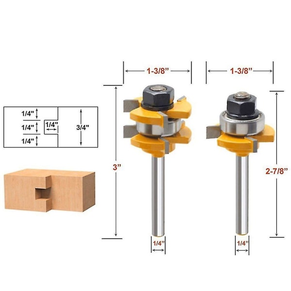 2st Tunge Groove Router Bit Set