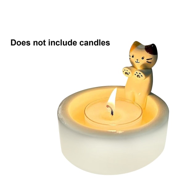 Kissan kynttilänjalka lämmittää tassujaan söpö tuoksuva valopidike pöytäsisustus upouusi