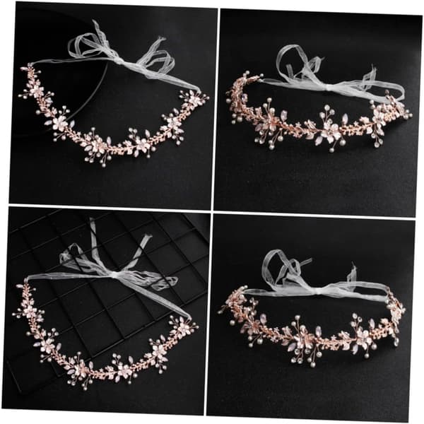 Romantisk brudehårtilbehør Legeringsblomsterhodebånd Bryllupshodeplagg Rhinestones for brud