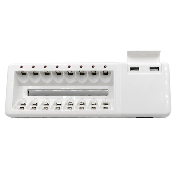 Palo 2.4A USB-lader med 8 spor for batterier, uavhengig lading