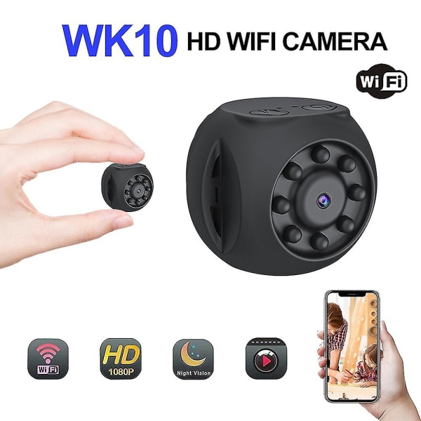 Wk10 Minikamera 1080p Sikkerhed Trådløst videokamera Overvågning Wifi-kamera Babyalarm i realtid