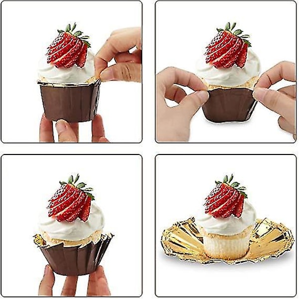 150 Aluminiumfolie Cupcakeforme Guld Sølv Bagekopper