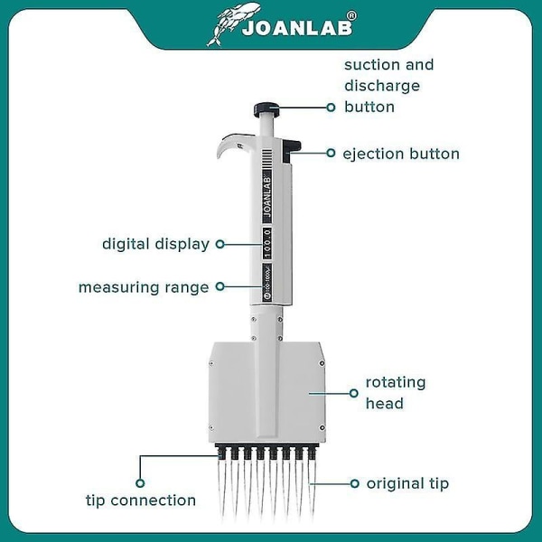 Joanlab Multikanals Pipette Justerbar Mikropipette 8 Ch