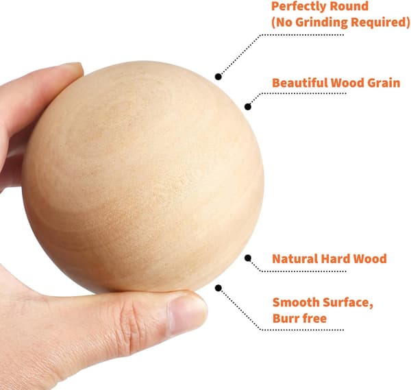 9 cm uferdig trekule for håndverk DIY-tilbehør, solid naturlig trekule