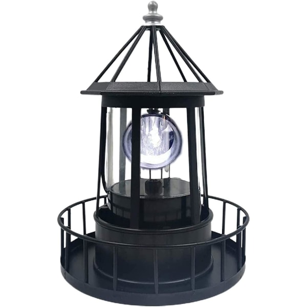 LED-driven solcellsdriven fyr, 360 graders roterande lampa