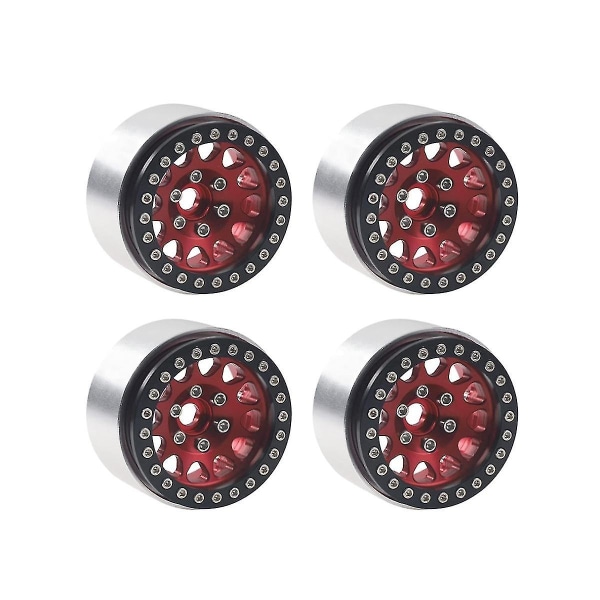 4 kpl 1.9 Metal Beadlock Vannekehä Vanteet 1/10 RC Trx4 Scx10 Scx10-ii 90046 Scx10-iii Axi03007 D90 Punainen
