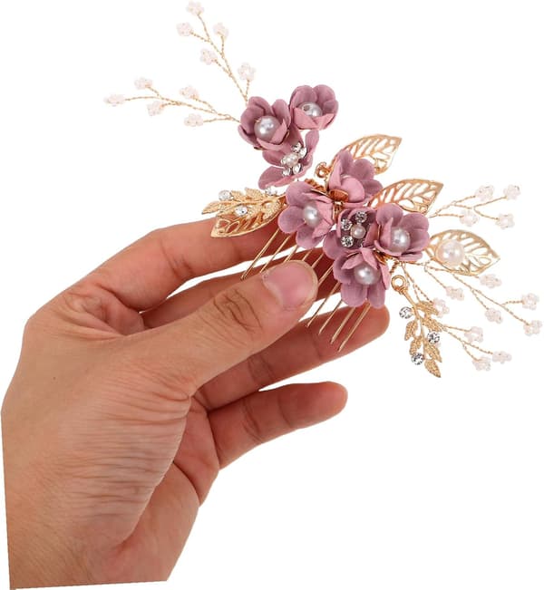 2 st bröllopsblomkam brudhåraccessoarer med pärlblommig design