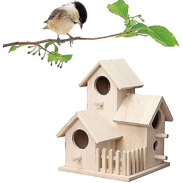 Wooden Bird House Hanging Indoors Outside Garden Decor