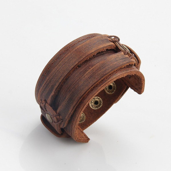 Antika mäns bruna lädermanschettarmband, läderarmband Armband Handgjorda smycken
