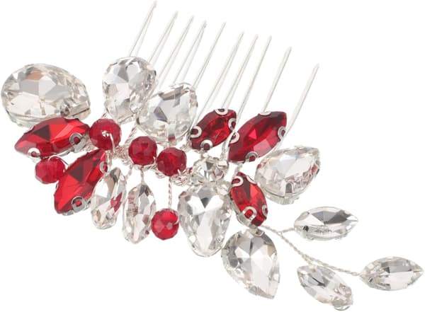 Krystal Rød Rhinestone Brudehårkam til Brudepiger Sikker Sidekam Updo Tilbehør