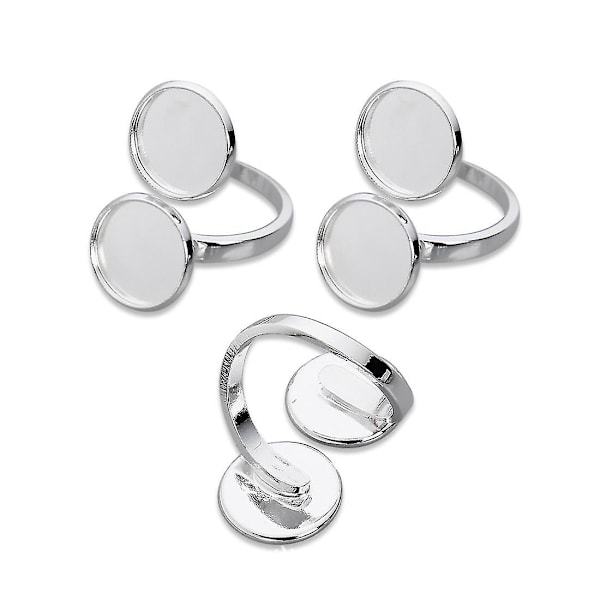 10 stk Ringbase Blank Bezel Justerbar Kobber Pute Cabochon Base Flat Round Finger Ringer Komponenter For Smykkefremstilling Funn Forsyninger