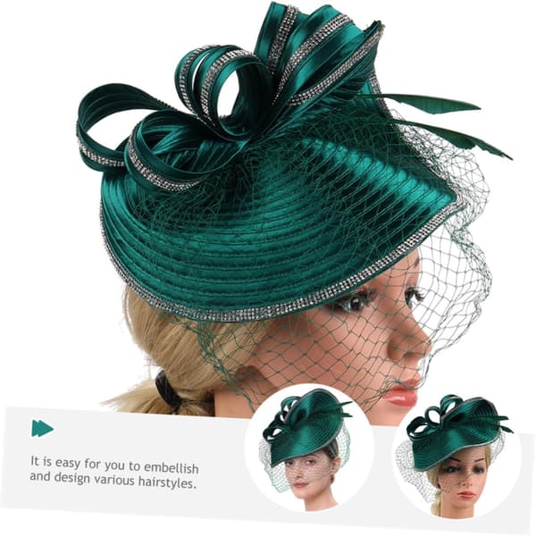 Grøn Hør Fascinator Hat Hårbånd til Kvinder, Te Selskab Pyntelig Hår Tilbehør