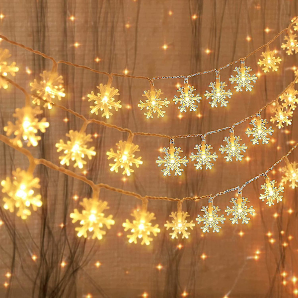 100 LED Julsnöflingor Strängljus Hängande Dekoration