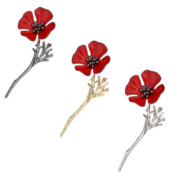 Red Flower Pins Brooches Remembrance Memorial Jewellery Decorative Clothing Accessories