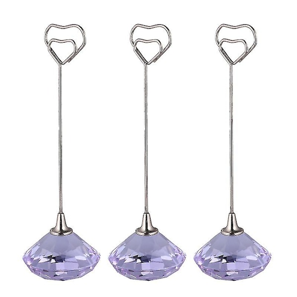 3 stk Hjerte Jern Tråd Notat Foto Memo Holder Krystall Diamant Base Plass Papir Holdere Klipp