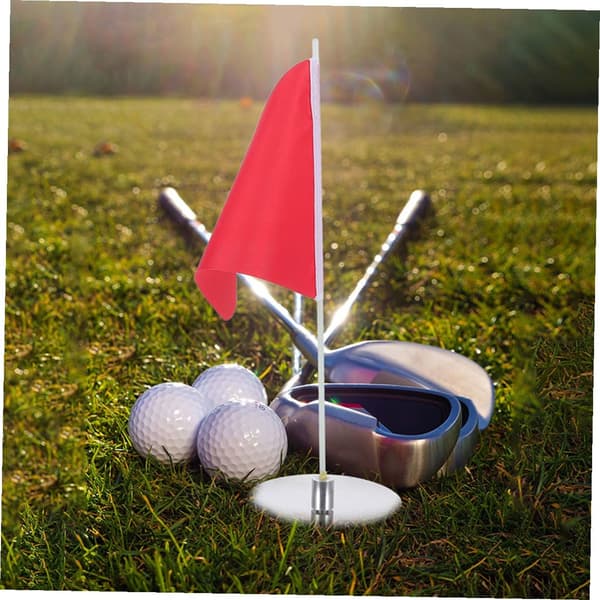 2 sæt golfhulskop og lille flag-sæt i rustfrit stål, øvelsesputte-kop