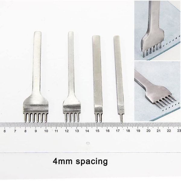 Terävämetalliset timanttiommel- ja rei'ityskääpiset DIY-nahkatöiden työkalusarja (4 kpl, hopea)