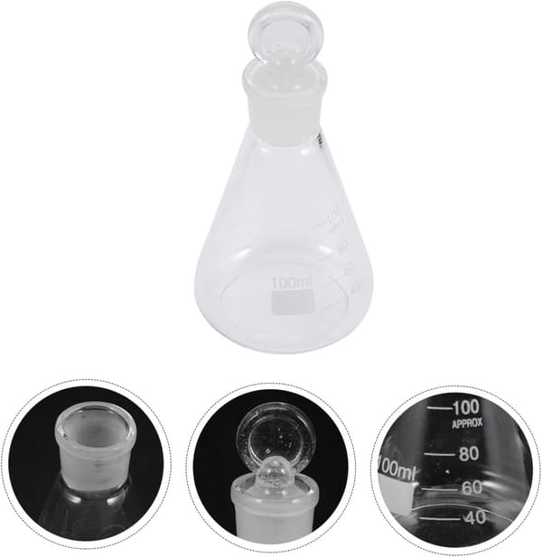 Erlenmeyer glaskolbe med solid glasprop 100 ml kemilaboratorieglas Laboratoriekolbe