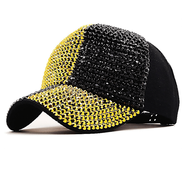Andningsbar Baseballkeps med Strass för Utomhusfritid, Solskydd, Justerbar Yellow