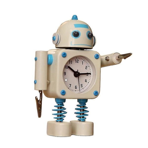 Robot Student Alarm Clock Creative Desk Small Desk Clock White