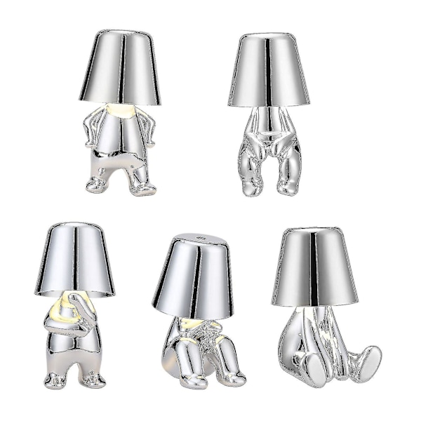 Thinker Lamp - Unik Karaktärslampa i Silver - Uppladdningsbar Sladdlös Dimbar Ljuskälla