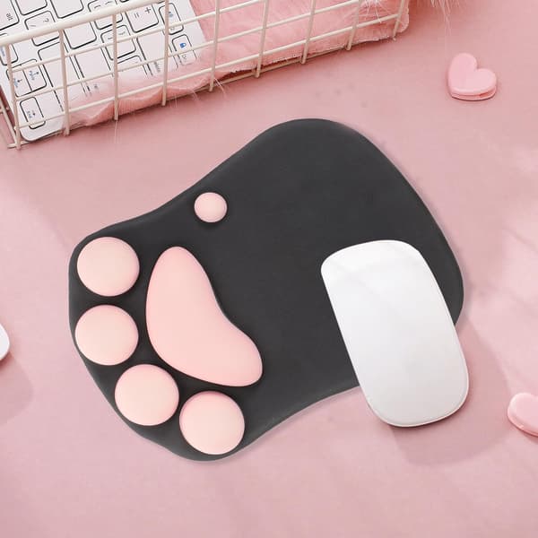Musematte i silikon med kattepote og håndleddsstøtte 3D Ergonomisk skrivebordsmusematte