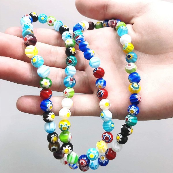 7 Chakra armband 8mm färgglada glaskristaller pärlor med en enda blomma för yoga present