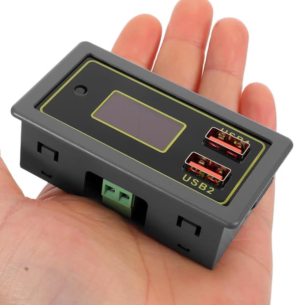 Bilbatterispenningsovervåker Digital Voltmeter Display Batterikapasitetstester for Bilbruk Grå